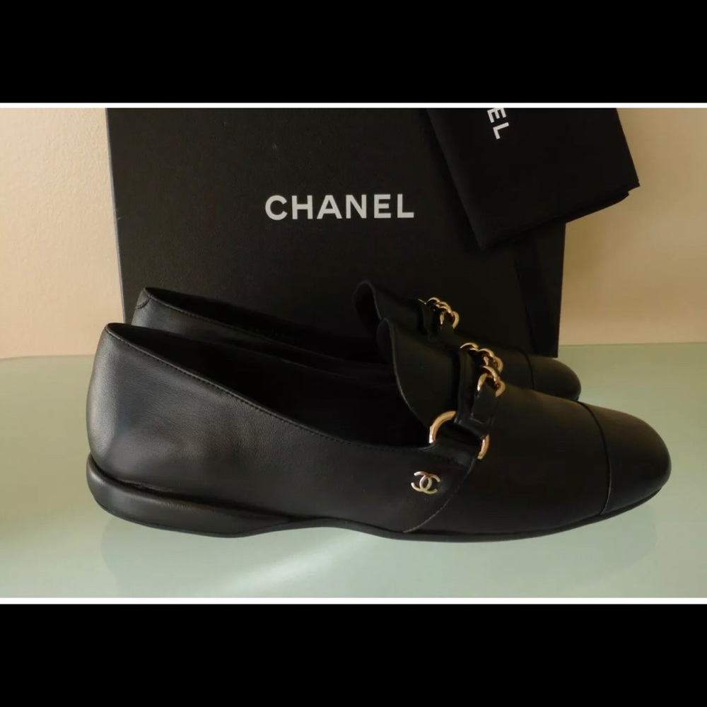 NIB CHANEL Loafers dress SHOES w/dust bag sz 38 Italy AUTHENTIC - Picture 3 of 12